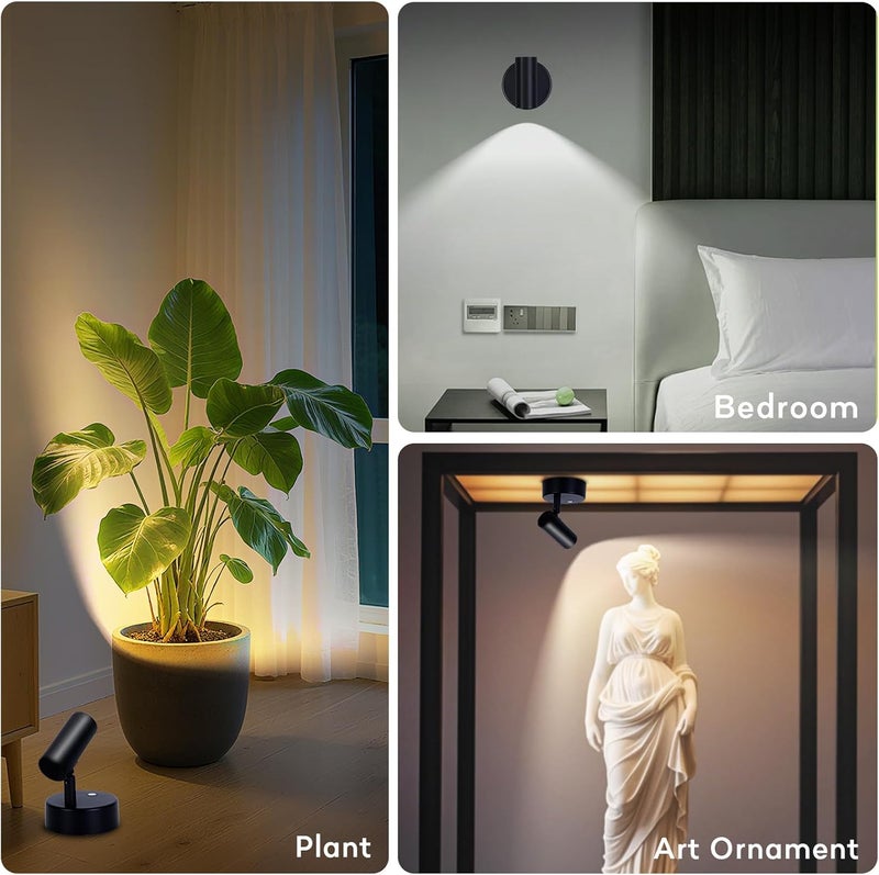 Lightess Spot Lights Indoor 6000mAh Wireless Uplights Indoor Plant Rechargeable Lights with Remote and 3 Color Temperature, Magnetic Spotlights for Painting, Accent Lighting, 2 Pack Black - Image 5